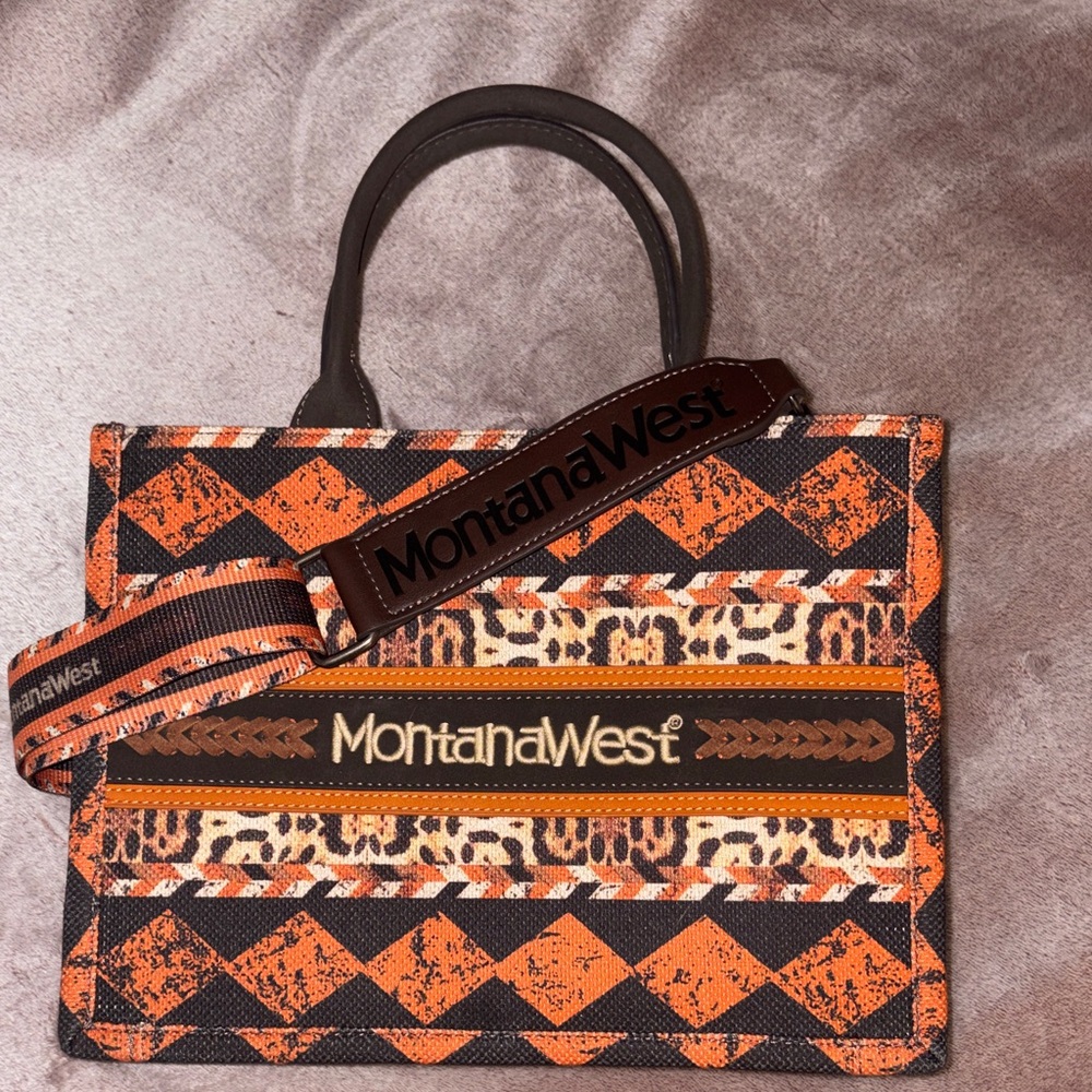 Montana West Orange and Black Satchel